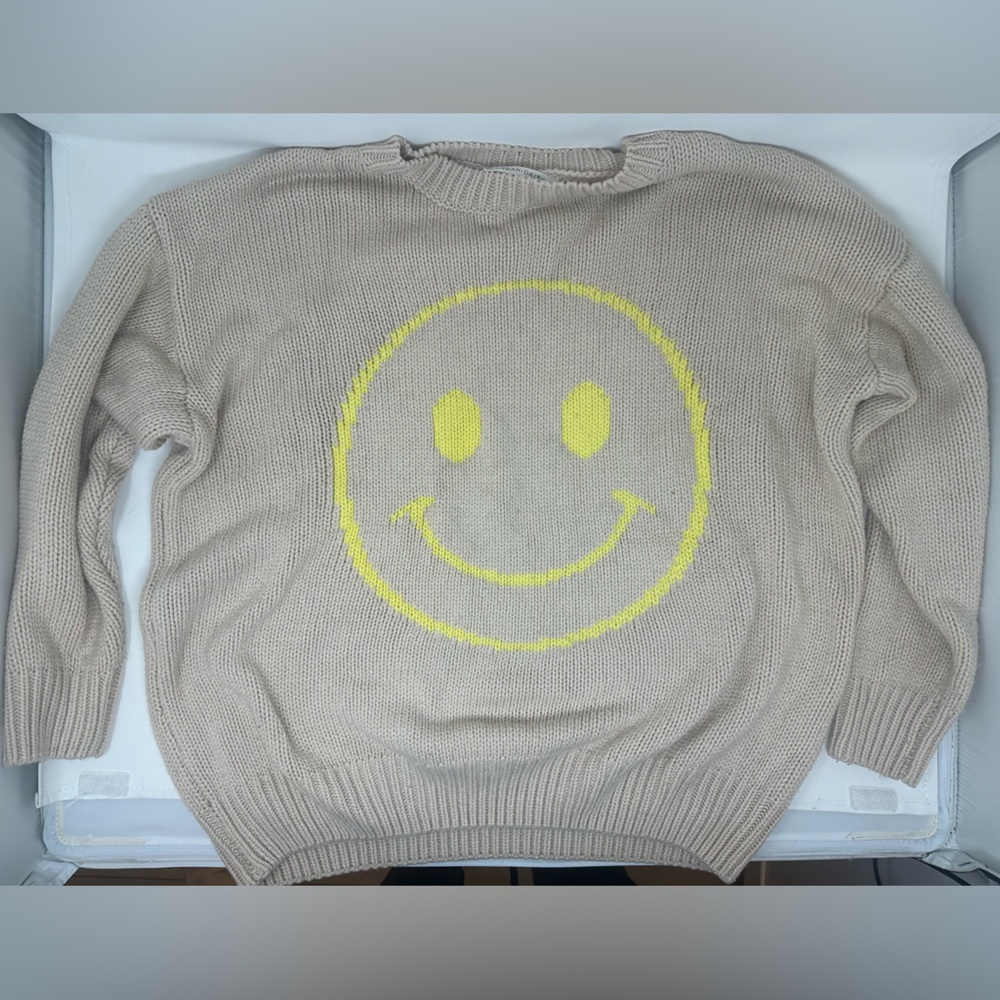 Smiley Face Beige Sweater